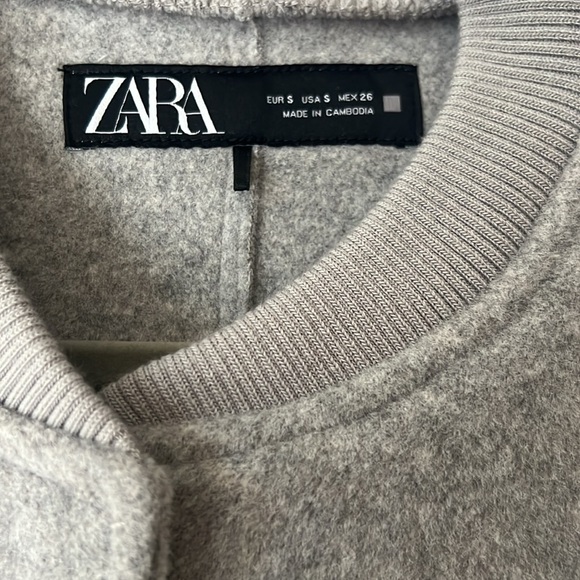 Zara Oversized Boucle Gray Bomber Jacket Small - Picture 5 of 5